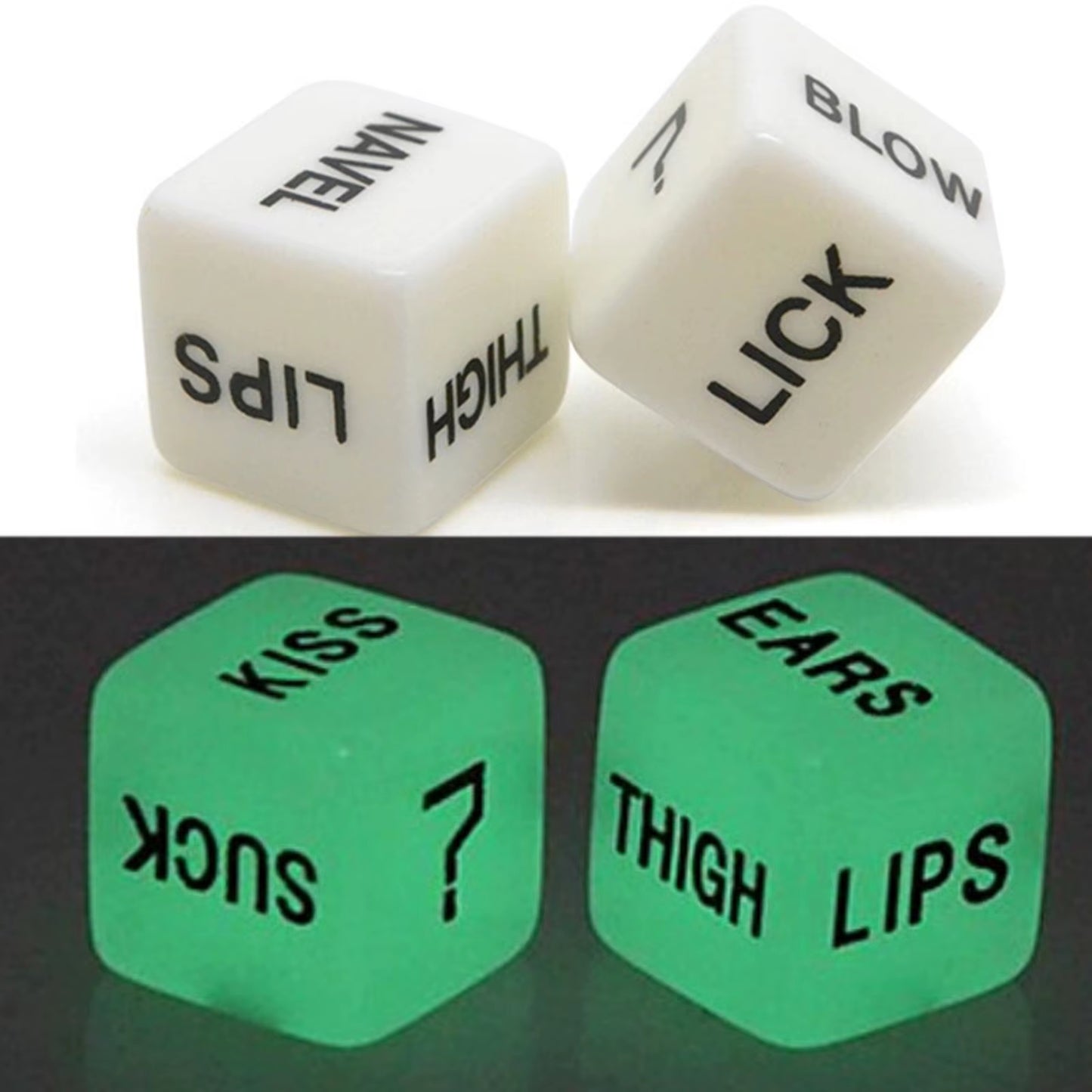 2Pcs Funny Glow in Dark Love Dice Toys Adult Couple Lovers Games Aid Sex Party Toy Valentines Day Gift for Boyfriend Girlfriend